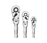 IJSDNVJNDX 72-Tooth Flex-Head Stubby Ratchet Set, 1/4", 3/8", 1/2" Drive Flexible Mini Small Ratchet Handle Wrench Quick-Release