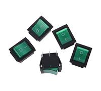 IJSDNVJNDX AC 16A/250V 20A/125V Green Light Illuminated DPDT ON/ON Boat Rocker Switch 5 Pcs