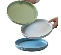 IJSDNVJNDX Ceramic Glazed Stoneware Dinner Plates 3-Piece Set, Microwave and Dishwasher-Safe