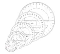 IJSDNVJNDX Geometry Ruler for Drawing and Drafting 5-Pack 360 Degree Protractor Set in Clear Plastic