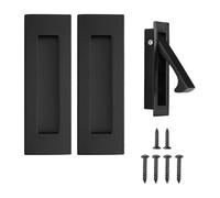 IJSDNVJNDX Handles Hardware, Recessed Finger Flush Pulls Pocket Door Handles and Edge Pull Matte 3pcs Black