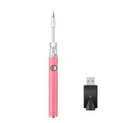 IJSDNVJNDX Mini Soldering Iron 510 Thread 3-Level Temperature Control Pen with Soldering Iron Tip 1100mAh USB Rechargeable Pink