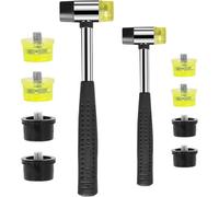 IJSDNVJNDX Rubber Hammer- Double-Faced Soft Hammer Mallet(2Pcs), 25mm/35mm Size with 8Pcs Replacement Heads Kit for Leather Crafts, Watch Making
