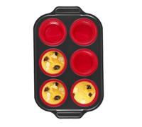 IJSDNVJNDX Silicone Muffin Pan Cupcake Pan for Baking, Metal Frame Muffin Tin Egg Bites Cup Egg Mold, 6 Cups Red