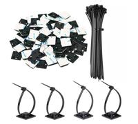 IJSDNVJNDX Zip Tie Adhesive Mounts Self Adhesive Cable Base Holders with Multi-Purpose Tie Wire Clips with Cable Tie, Wire Holder