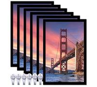 ijuerybai 6 Sets 11x17 Picture Frame, Frames for 11 x 17 Canvas Collage Photo Poster Certificate Wall Gallery, High Transparent Horizontal Vertical Black 11 by 17 Inches