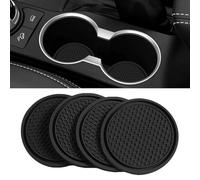 ijuicy 4 PCS Car Cup Holder Coaster, 2.75 Inch Non-Slip Insert Coaster, Silicone Car Coasters, Honeycomb Shape Waterproof Cup Mats, Universal Car Interior Accessories (Black)