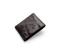 IJUN Handmade Vintage Small Bifold Wallet for Men - Full Grain Oil Vegetable Tanned Cowhide Leather, Chocolate, Casual