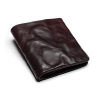 IJUN Handmade Vintage Small Bifold Wallet for Men - Full Grain Vegetable Tanned Cowhide Leather
