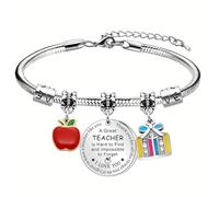 iJuqi Teacher Appreciation Gifts for Women - Teacher Bracelet Gift for Christmas, Valentine’s Day Teachers Appreciation Week, One Size Fits Most, Metal, no gemstone