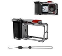 IJYHZKE Camera Grip Holder & Cage for DJI Action 5 Pro/4/3 - Aluminum Alloy Anti-Shock Handle with Cold Shoe Mount, Wrist Strap, and Quick Release Button