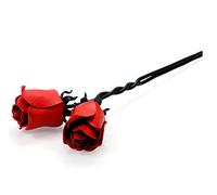 IK Style 2 Iron Roses With Red Buds Intertwined Together Forever - 6th Anniversary Handcrafted Flowers Gift For Her With Deep Message