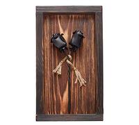 IK Style Set of 2 Forged Iron Roses Twisted Together Forever - Placed In Mountable Wooden Frame - Unique 3D
