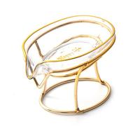 IKAAR Soap Dish Glass Soap Tray Bar Soap Holder Soap Saver with Metal Base for Shower Bathroom and Kitchen