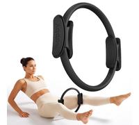 Ikabby 14.5″ Pilates Ring Magic Circle, Black Pilates Circle Yoga Ring | Pilates Magic Circle for Home Workouts, Full-body Toning & Physical Therapy, Durable Fiberglass Core with Foam Padded Handles