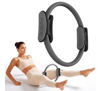 Ikabby 14.5″ Pilates Ring Magic Circle, Grey Pilates Circle Yoga Ring | Pilates Magic Circle for Home Workouts, Full-body Toning & Physical Therapy, Durable Fiberglass Core with Foam Padded Handles