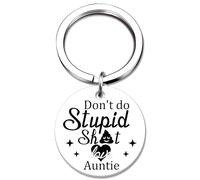 Ikacvb Niece Gifts From Auntie Aunt Funny Gifts For Niece Nephew Christmas Valentines Gift Don’t Do Stupid Sh*t Keychain Sweet 16 Birthday Gift For Girls Nephew Teens Stocking Stuffers, Silver, Small
