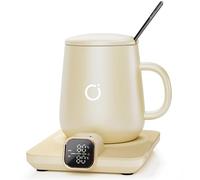 Ikago Heated Smart Coffee & Tea Mug Warmer Set - 1℃ Precise Temp Control & Real-Time Display, Auto Shut-Off, Electric Mug Warmer for Desk, Ideal Gifts for Women & Men, Home & Office, Beige