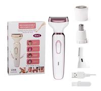 iKakocus Electric Bikini Trimmer 4 in 1 Women's Shaver, Painless Safety and Efficient for Faical Nose Legs Arms Bikini Public Hair Trimmer, USB Rechargeable & Waterproof & Easy Cleansing