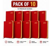 iKaku 10X 2027 A4 Week To View Diary Red Hardback Planner With Gilt Edges Weekly Organiser For Home Office School