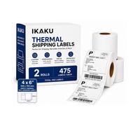 iKaku 4X6 Direct Thermal Shipping Labels 2 Rolls 475 Labels Each 100X150mm Self Adhesive Jam Free Tear Resistant Eco Safe