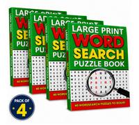 iKaku Pack Of 4 Large Print A4 Size Word Search Puzzle Books With 40 Puzzles Each For Adults Seniors Travel And Relaxation