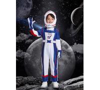 IKALI Astronaut Costume Kids Space Costumes Outfit for Girls Boys Pilot Jumpsuit with Hat, Glove, Helmet 4-6 Years