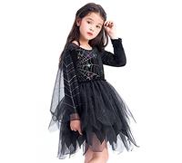 IKALI Black Witch Costume Girls Spider Tutu Dress Halloween Evil Outfit Magic Fancy Dress 3-4Y