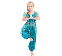 IKALI Girls Princess Dress Up Costume Kids Jasmine Jumpsuit Halloween Birthday Sequined Party Outfits 3-4Y