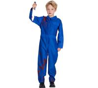 IKALI Kids Killer Michael Costume Halloween Myers Fancy Dress Halloween Myers Fancy Dress Outfit Horror Scary Killer Cosplay Coveralls Suit for Party 10-12Y