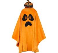 IKALI Kids Pumpkin Costume, Ghost Face Cloak for Kids Halloween Fancy Dress Up Outfit Unisex Children Boys Girls 7-8 Years