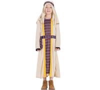 IKALI Kids Shepherd Costume, 3 Pcs Robe Set Fancy Dress Up Joseph Khaki Outfit for Girls Boys Christmas Xmas Nativity 7-8 Years