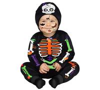 IKALI Toddler Skeleton Costume Halloween Colour Bone 3D Printed Skull Fancy Dress Up Outfit for Girls Boys 12-18M