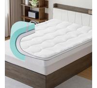 IKALIFE European Single Mattress Topper - 90 x 200 x 10 cm Thick Memory Foam Mattress Topper With Fluffy Pillow Top Cover, Soft & Supportive, Removable & Washable Cover, White