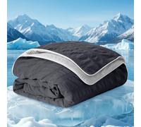 IKALIFE Seersucker Cooling Blanket, Q-Max>0.5 Soft Lightweight Cooling Comforter for Hot Sleepers, Double-Sided Design Summer Breathable Cool Blanket, Cool Comforter for Sleeping, 130x180cm, Grey
