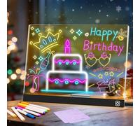 iKALULA LED Drawing Board, LED Note Board with Colours, Luminous LED Drawing Board, Wipe Clean Drawing Board with 7 Neon Pens for Advertising Board, Christmas Decoration and Doodling Drawing - 30 x 20