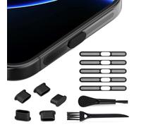 iKammo 5 PCS USB C Port Cover for iPhone 17/17 Pro/16 Pro Max/15 Pro Max Speaker Mesh Protector Dust Cover with Cleaning Brushes(NOT FIT 17 Pro Max)