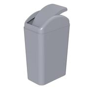 Ikando 14 L Plastic Waste Bin with Swing Lid, Tall Trash Bin for Home and Kitchen, Grey, 1 Pack