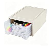 Ikando 18 L Plastic Stackable Storage Drawer Units, Desktop Stacking Frontbox, 1 Pack