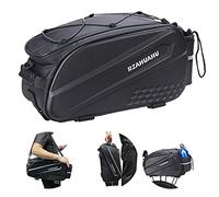 Ikanfen Bike Rear Seat Bag, Bicycle Trunk Bag, 10L Waterproof Bike Carrier Backseat Bag Reflective with Cup Holder Pannier Bag Shoulder Strap Saddle Bag for Camping Cycling Commuting