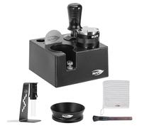 IKAPE 53MM Black Espresso Tool Set 8 IN 1, Coffee Tamper, Distributor, Magnetic Funnel, Puck Screen, Tamper Station, Stirrer Distribution Tool, Cleaning Towel and Brush