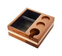 IKAPE Espresso Knock Box, 58MM Espresso Accessories Organizer Box Compatible with All Espresso Accessories, Natural Mahogany Tamping Station Base(4 in One)