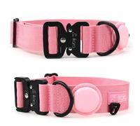 Ikara Wilderness Co Heavy Duty Dog Collar - Apple Airtag Dog Collar for Medium, Large, Extra Large Dogs - Dog Collar for Outdoor Adventures w/Lighter Buckle, Nylon Pet Supplies for Dogs (Pink, Large)