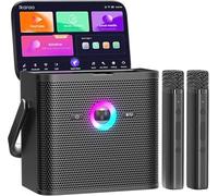Ikarao Karaoke Machine for Adults Kids, with Lyrics Display Screen, WiFi Connect to Youtube & Karaoke App, 2 EQ Autotune Wireless Microphones Portable Karaokes PA System for Home Family Party Camping