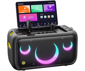 Ikarao Karaoke Machine for Adults with Lyrics Display, Built-in 13.3" Screen, Truly All in One PA System with 2 Wireless Microphone, 460W Bluetooth Speaker for Party, HDMI for TV(Break X1)