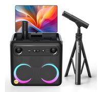 Ikarao Karaoke Machine with Microphone Stand, Portable Bluetooth Speaker for Party, Backyard, Karaoke System with 2 Wireless Microphone for Adults Kids, for Women, Men, Singing Lovers