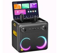 Ikarao Karaoke Machine with Screen, with Lyrics Display, with 2 Wireless Microphone, 32GB Tablet, Professional PA System, 300W Peak Power, 4 DJ Lights, HDMI Speaker for Any Occasion-Break X2