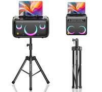 Ikarao Speaker Stand Adjustable Height 36"-47", Heavy Duty Carbon Steel Karaoke Machine Stands with Dual Tension Knobs, Portable Tripod Speaker Mount for PA DJ System & Party, 35mm Insert, 66lbs Load