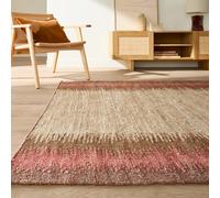 Ikat 91% Jute Vintage Rug Natural / Pink
