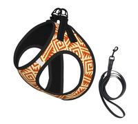 Ikat Aztec Pattern - Mandarin and Light Orange No Pull Dog Harness and Leash Set, Cute Reflective Adjustable Vest for Small Dogs,Breathable Mesh Puppy Harness for Walking Hiking,Medium
